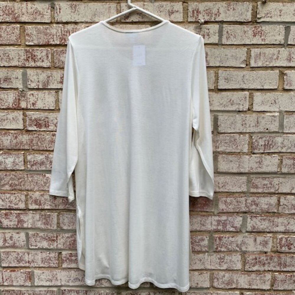 J. Jill Cream Button-Up Henley 3/4 Sleeve Tunic Top Size M NWT - Picture 5 of 10